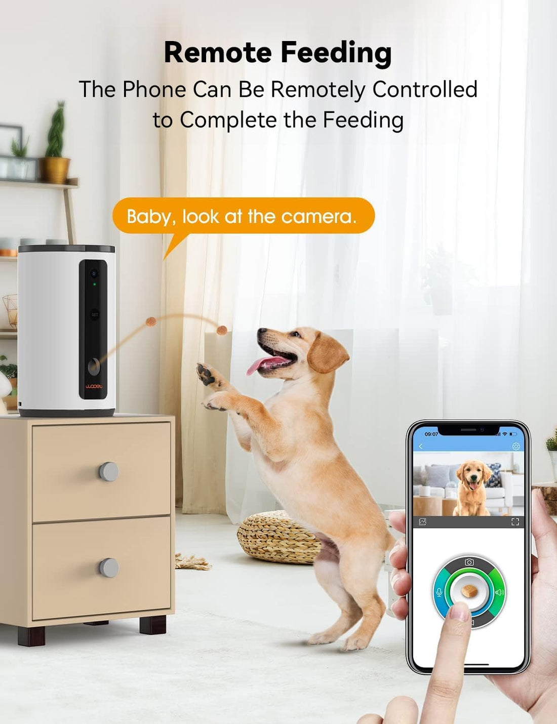 WOPET 300° Dog Camera with Treat Dispenser, New 5G , WiFi Pet Camera Treat Tossing for Cats and Dogs, 1080P HD with Night Vision, 2-Way Audio for Monitoring Your Pet on Phone app